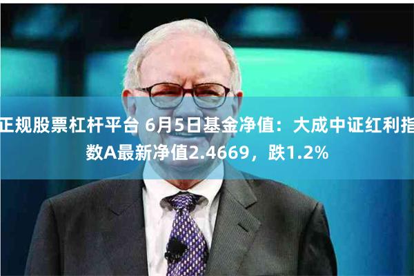 正规股票杠杆平台 6月5日基金净值：大成中证红利指数A最新净值2.4669，跌1.2%