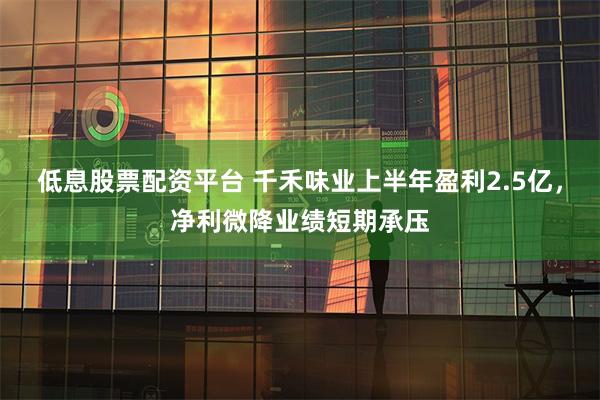 低息股票配资平台 千禾味业上半年盈利2.5亿，净利微降业绩短期承压